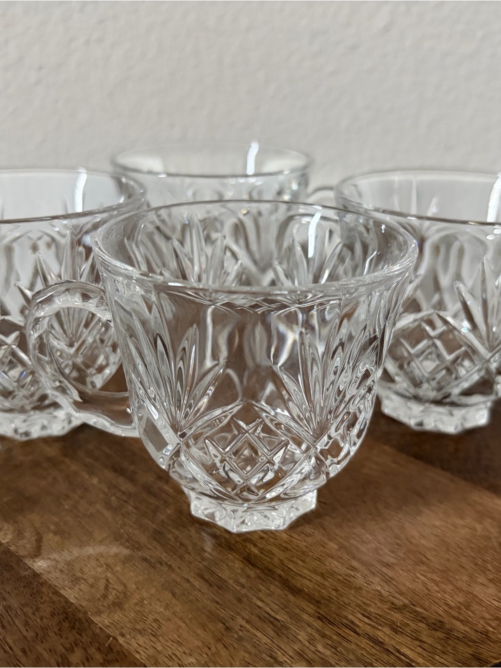 Clear Cut Crystal-Style Glass Mugs/Cups - Set of 4 Czech Republic